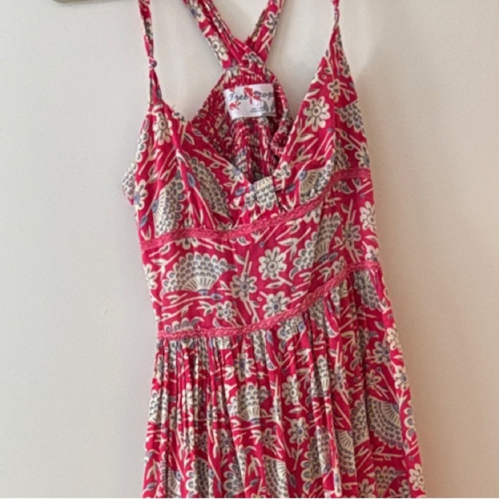 Free People Pink and Cream Floral Midi Dress